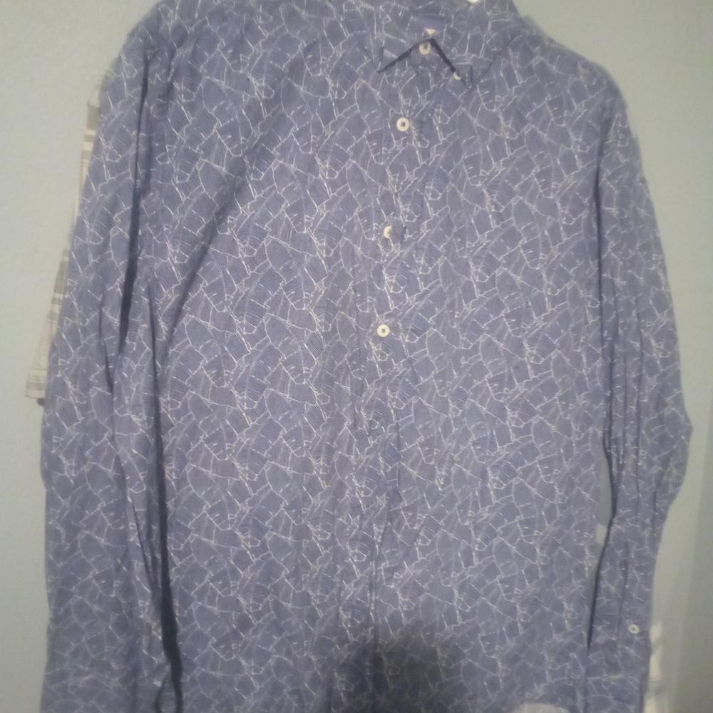 Men's Blue Palm Leaves Patterned Shirt